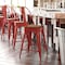 Flash Furniture 24" Red Metal Counter Stool-Teak Poly Seat CH-31320-24GB-RED-PL2T-GG - alternate 1